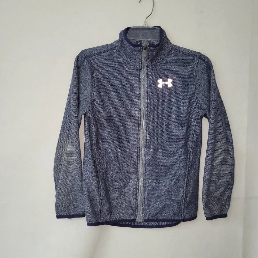 Under Armour Jacket Youth M(8-10) Blue Full Zip Cold Gear Loose Pockets *Flaw‎